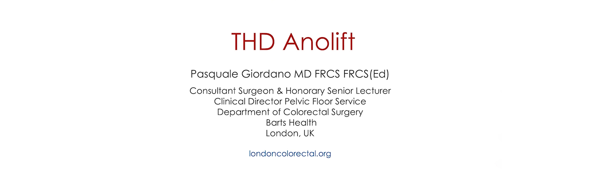 THD Masterclass on THD Anolift presented by Dr. Pasquale Giordano